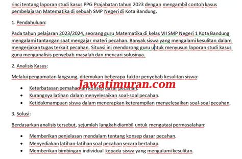 Terbaru Contoh Studi Kasus Ppg Daljab Matematika Jawatimuran