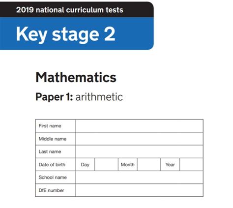 A Paper With The Words Key Stage 2 Maths Paper 1 Attrimetric