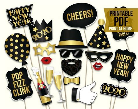 New Years Eve Props 2020 Printable Pdf 2020 New Years Eve Photo Booth