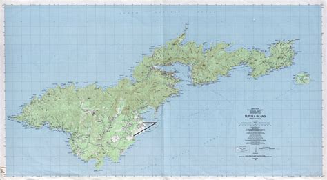 Large Detailed Topographical Map Of Tutuila Island American Samoa