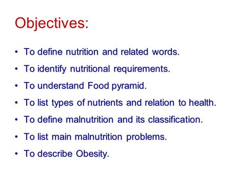 Bch 282 Biochemistry Of Nutrition Objectives To Define Nutrition And