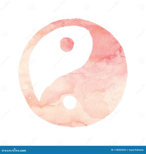 Yin Yang Sign With Blush Pink Watercolor Texture Meditation Yoga Symbol