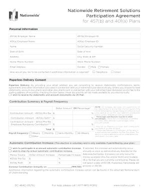 Fillable Online Nationwide Retirement Solutions Participation Agreement