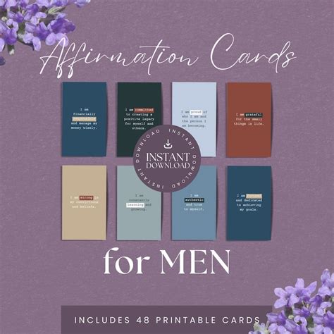 48 Affirmation Cards For Men Instant Download Affirmations For Men