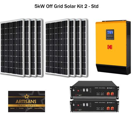 5kw Off Grid Solar Kit 2 Std Pv Panels Inverter And Lithium Ion Ba Artisans Trade Depot