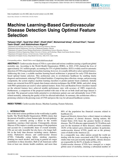 PDF Machine Learning Based Cardiovascular Disease Detection Using