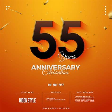 Premium Vector | 55th anniversary party with transparent numbers.