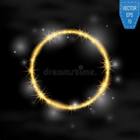 Vector Round Frame Gold Glittering Star Dust Circles Shining Circle