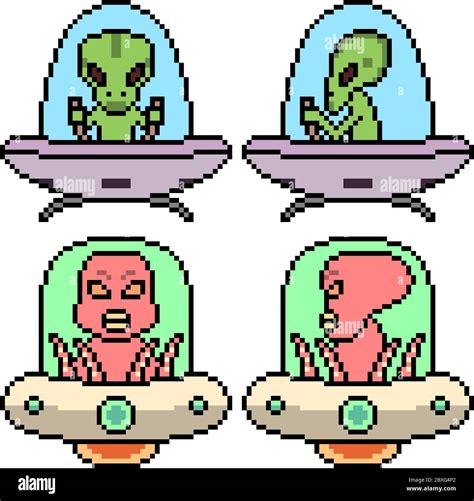 Vector Pixel Art Set Ufo Isolated Stock Vector Image Art Alamy