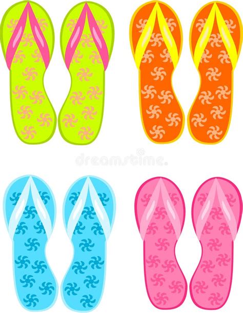 Colorful Flip Flops Collection Stock Vector Illustration Of Wears