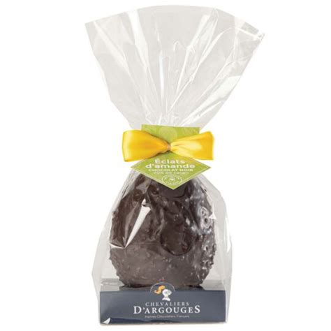 Chocolat de Pâques œuf noir éclats d amandes CHEVALIER ARGOUGES le