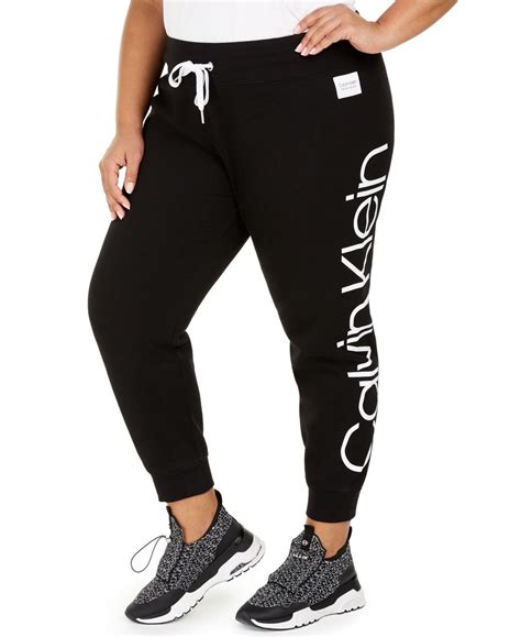 Calvin Klein Performance Plus Size Jumbo Logo Jogger Pants Heather Grey Plus Size Joggers