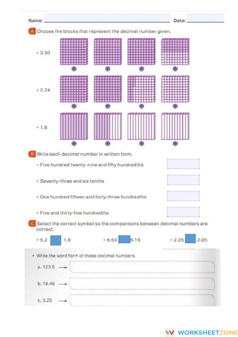 Decimal | Worksheet Zone