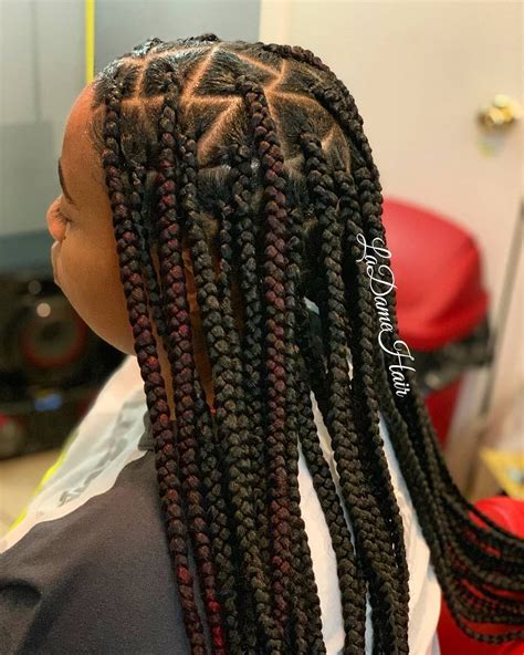 Large Knotless Braids Triangle Parts