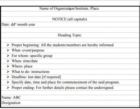 Notice Writing Format - How To Write a Notice | WittyChimp