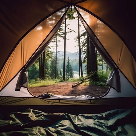 Premium Photo | A camping tent in a nature hiking spot view from inside ...