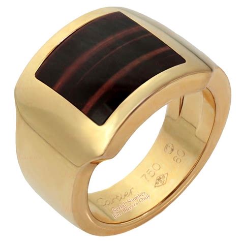 Cartier Tigers Eye Mens Rose Gold Ring At 1stdibs