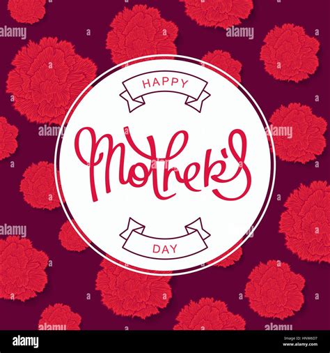 Happy Mothers Day Beautiful Red Carnations Backdrop And Handwritten