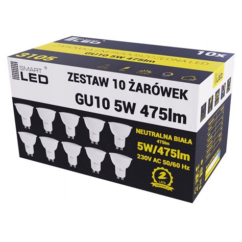 10x ŻARÓWKA LED GU10 5W Neutralna Biała 4500K ERLI pl