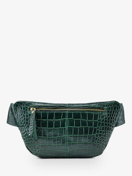 Agathe Alligator Malachite sac téléphone cuir femme vert PAUL MARIUS