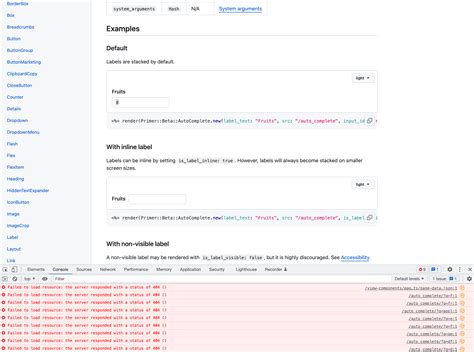 Autocomplete Component Examples Do Not Appear On Docs Site And Lookbook