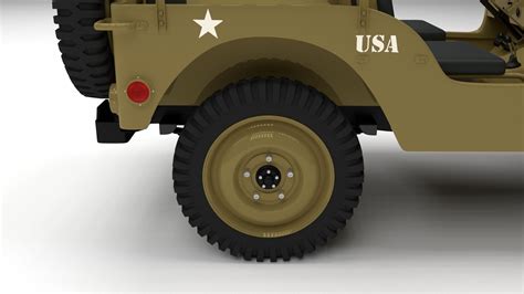 Full W Chassis Jeep Willys Mb Military Desert D Model Cgtrader