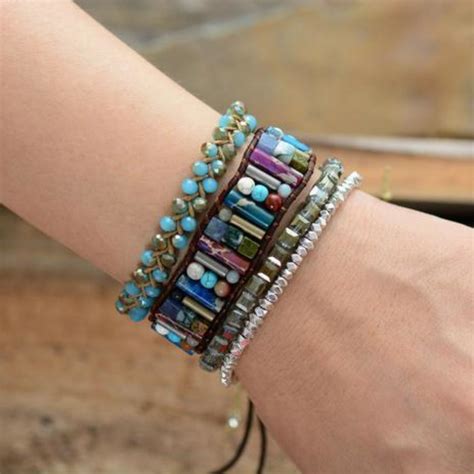 Handmade Bohemian Bracelet Inspire Uplift Beaded Leather Bracelet