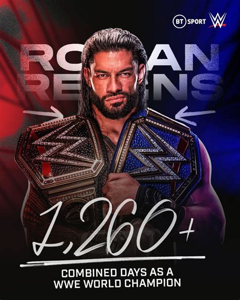 Roman Reigns 1260 Combined Days As A WWE World Champion Roman Reigns