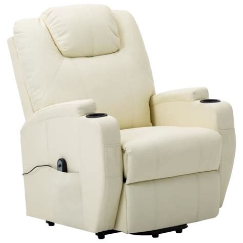 Omabeta Fauteuils Fauteuil inclinable Blanc crème Similicuir M07728