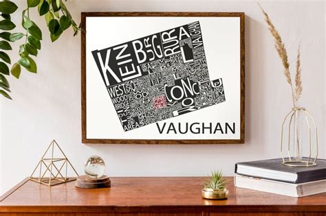 Typographic Map of Vaughan Ontario Neighbourhood Map Art | Etsy