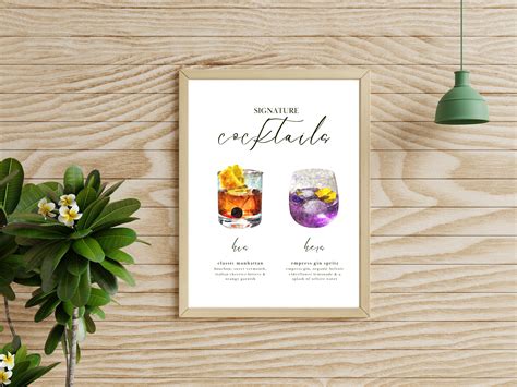 Classic Signature Cocktail Sign Template printable Wedding Bar Menu ...