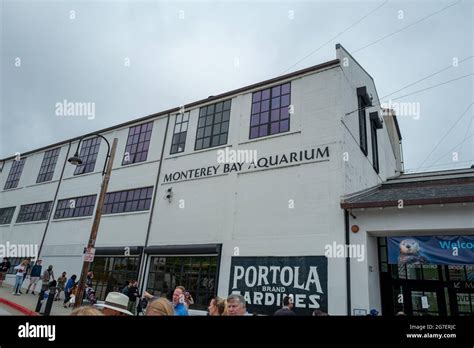 Facade of Monterey Bay Aquarium, Monterey, California, on Cannery Row ...