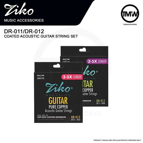 Ziko Dr 011 Dr 012 Coated Acoustic Guitar String Set Tmw