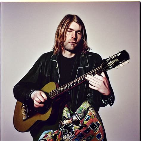 Krea Ai Kurt Cobain Playing Guitar By Mario Testino Oil P