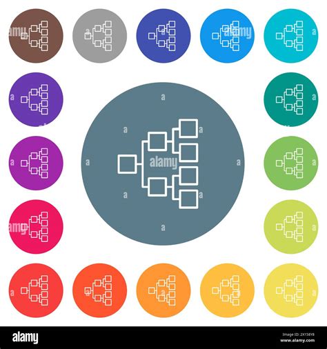 Organizational Chart Right Outline Flat White Icons On Round Color