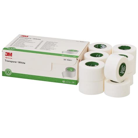 3M Transpore White Surgical Tape 1534-1, 1 x 10 yd, 12 Rolls/Carton, 10 ...