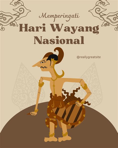 Desain Poster Selamat Memperingati Hari Wayang Nasional Template Canva