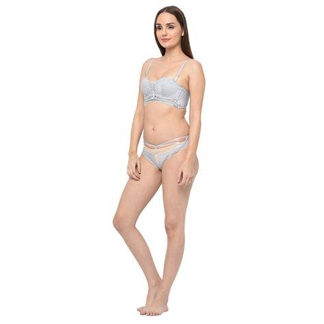 Buy Da Intimo Women S Plain Solid Lingerie Set DI 1253 GREY C20 38A Grey 38 At Amazon In
