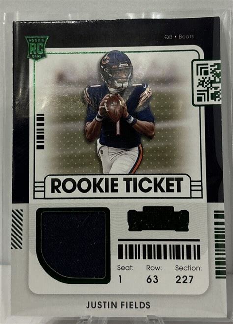 Panini Contenders Rookie Ticket Swatches Rvs Jfi Justin Fields