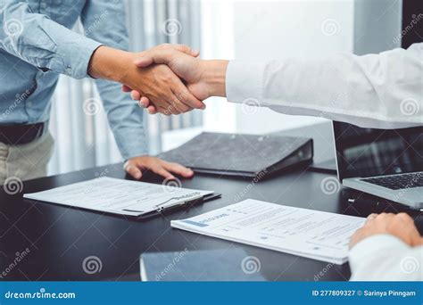 Shaking Hands Business People Greeting New Colleagues While Job