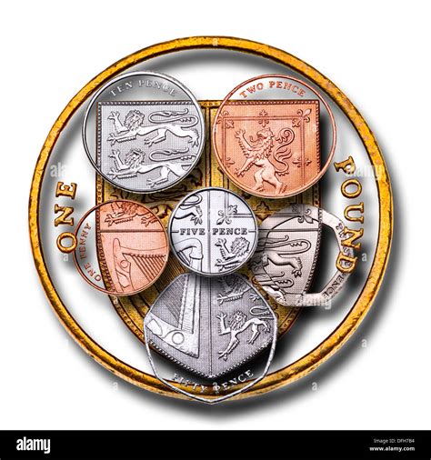 British Coinage All Coins Put Together To Form The Shield Found On