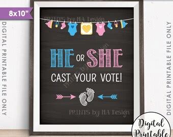 He Or She Game Sign Baby Shower Game Printable Instant Etsy