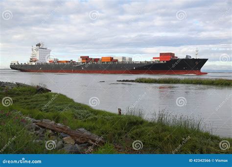 Fraser River Cargo Ship Stock Photo Image Of Water Grass 42342566