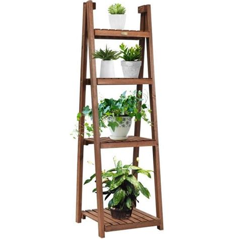 COSTWAY Étagère pour Plantes Pliable en Bois à 4 Niveaux 45 x 47 x 150