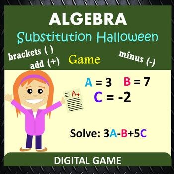 Evaluating Algebraic Expression 6th Grade Math Halloween Game Substitution