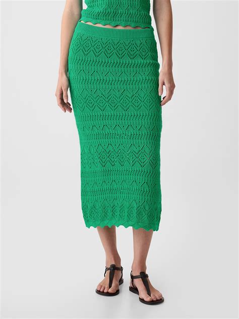 Crochet Pull On Midi Skirt Gap