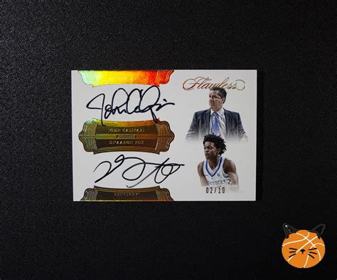 Deaaron Fox And John Calipari Dual Flawless Autograph Hoopcats