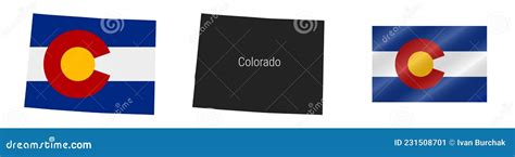 Colorado Us State Detailed Flag Map Detailed Silhouette Waving Flag