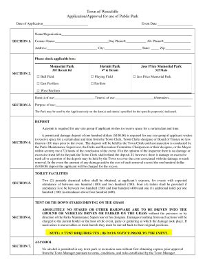 Fillable Online Park Permit Application Approval Form Updated 9 16