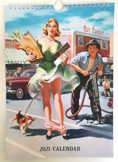 Art Frahm Wall Calendar 2021 Pin Up Glam Sexy Girl Retro Vintage A4